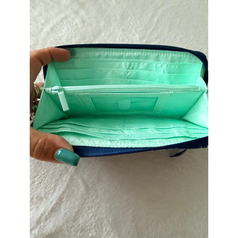 Vera Bradley Floral Bursts RFID Accordion Wristlet Wallet Blue Retired - Picture 2 of 5